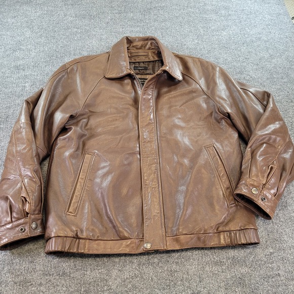 Claiborne Other - Claiborne 100% Lambskin Leather Bomber Jacket Mens M‎ Brown Full Zip Quilt Liner